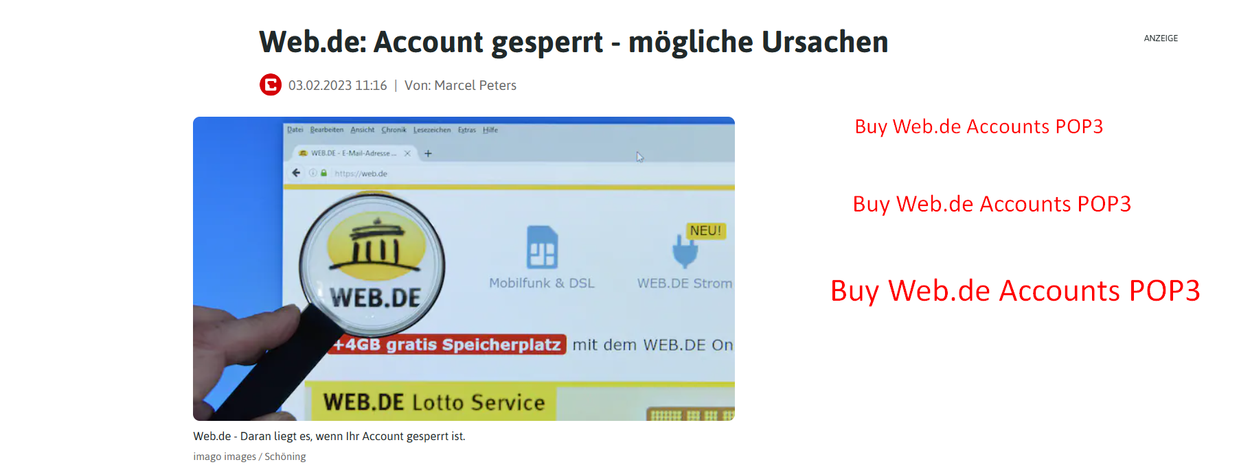 Buy Web.de Accounts POP3